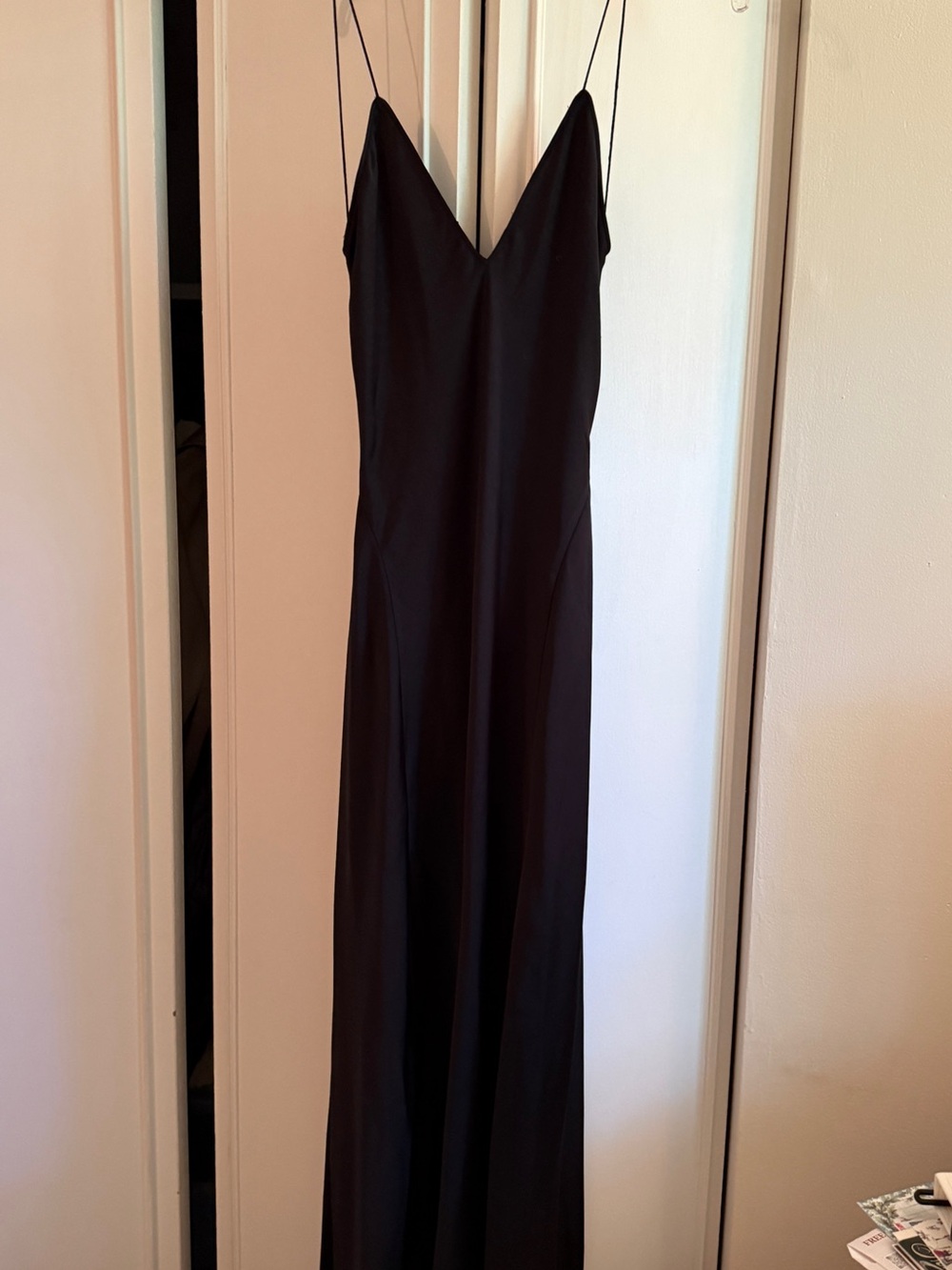 Black Slip Maxi Dress with Spaghetti Straps